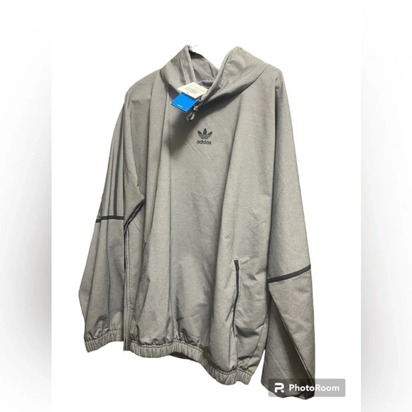 Adidas gray taped mock neck jacket - Picture 2 of 4